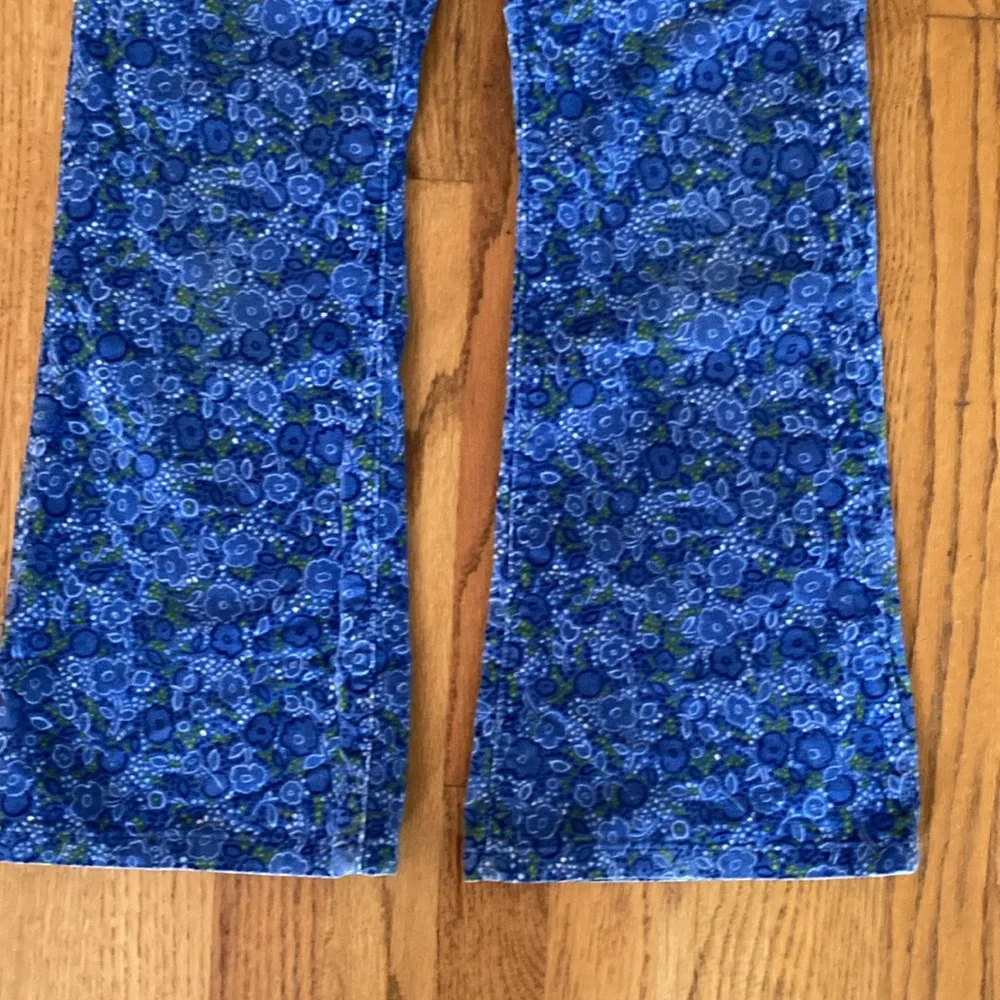 Gap Stretch Blue Floral Velvet Flare Pants